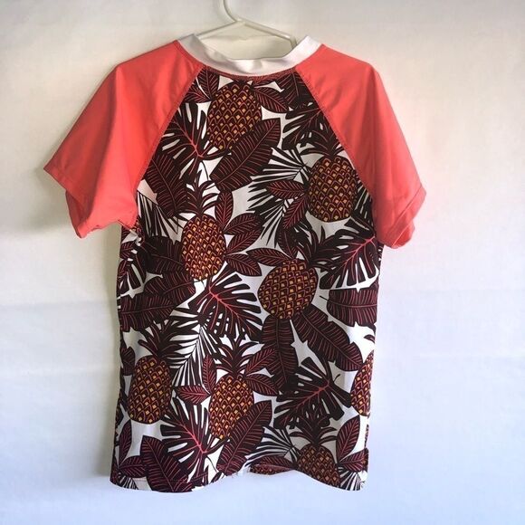 Kid's Garnet Hill Tropical Print Swim Rashguard Top - Picture 5 of 6